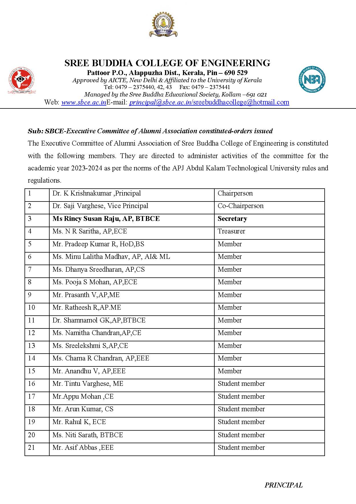 executive committee of Alumni Association